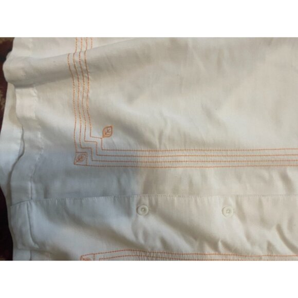 Cubavera Hawaiian Shirt White w/ orange Button Up Short Sleeve Mens Sz Large - Picture 8 of 8